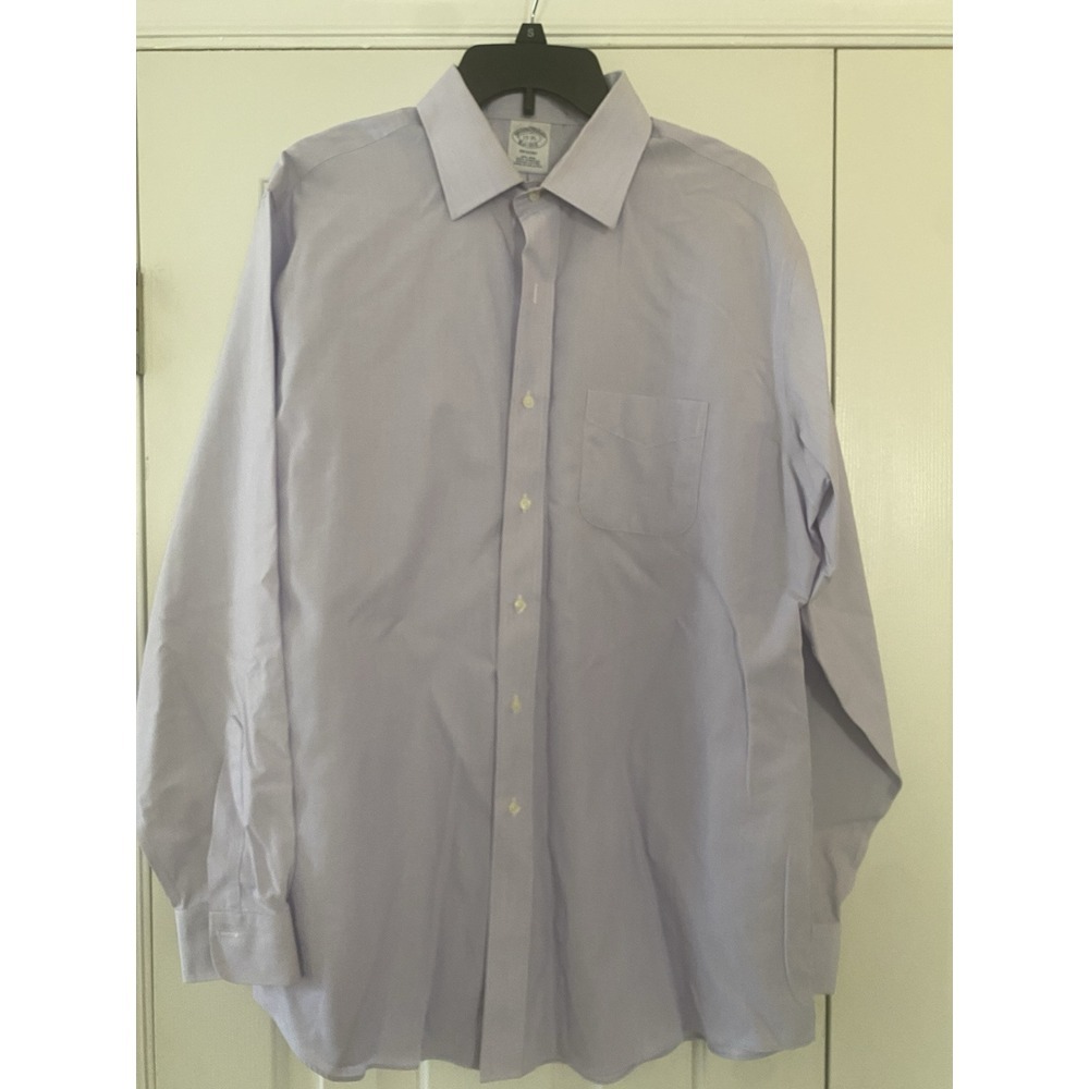 Brooks Brothers Men's 17/35 Regent NonIron 100% Cotton Purple Gray Stripe Shirt